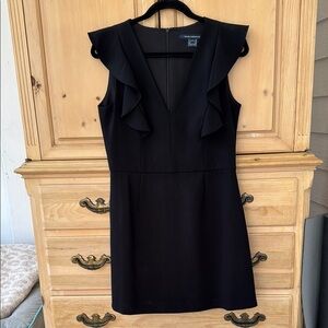 French Connection Black Sleeveless Ruffled Mini Dress